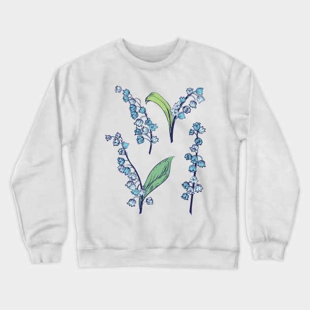 Blue Lily of the Valley Crewneck Sweatshirt by SWON Design